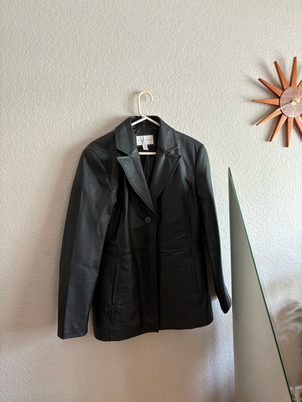 Black Leather Blazer Jacket - Women’s L NWT
